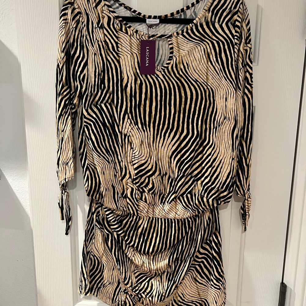 Zebra Print Dress elastic Waist